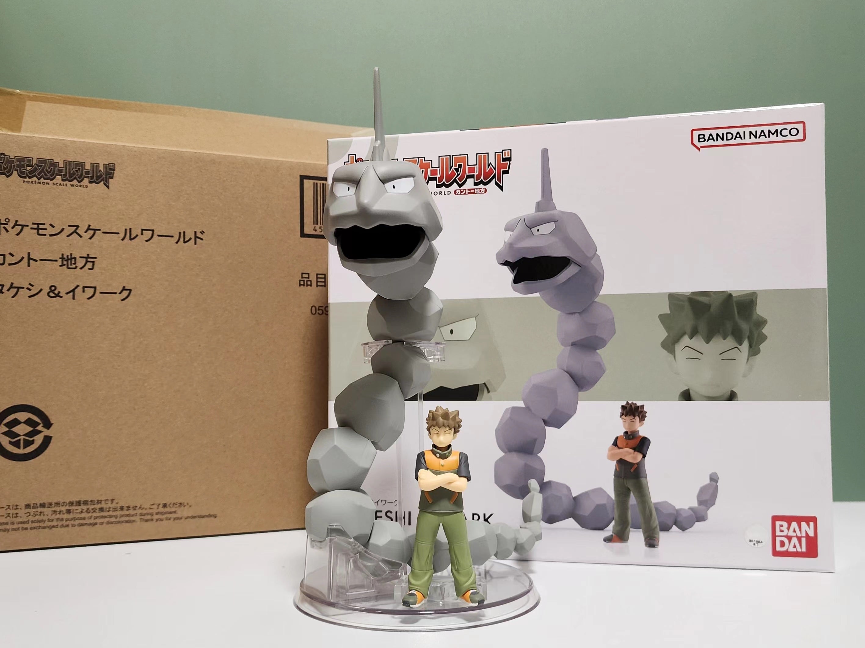 Genuine Bandai Pokemon 1/20 Kanto region SCALE WORLD Brock Onix Action  Figure Model Toys Gift
