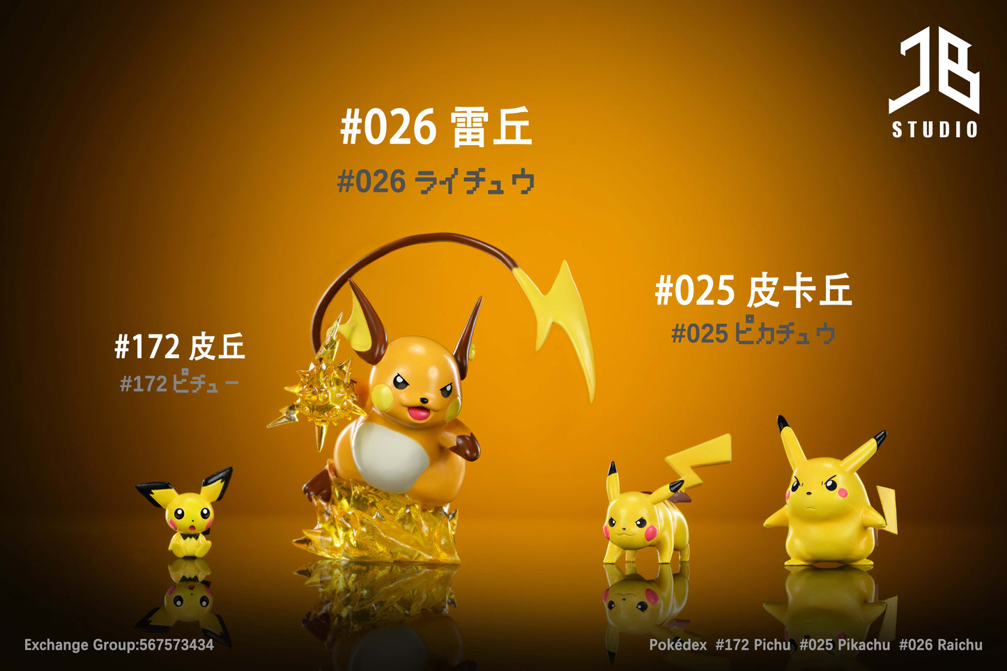 〖 Make Up The Balance〗Pokemon Scale World  Pikachu Raichu Pichu #025 #026 #172 1:20  - JB Studio