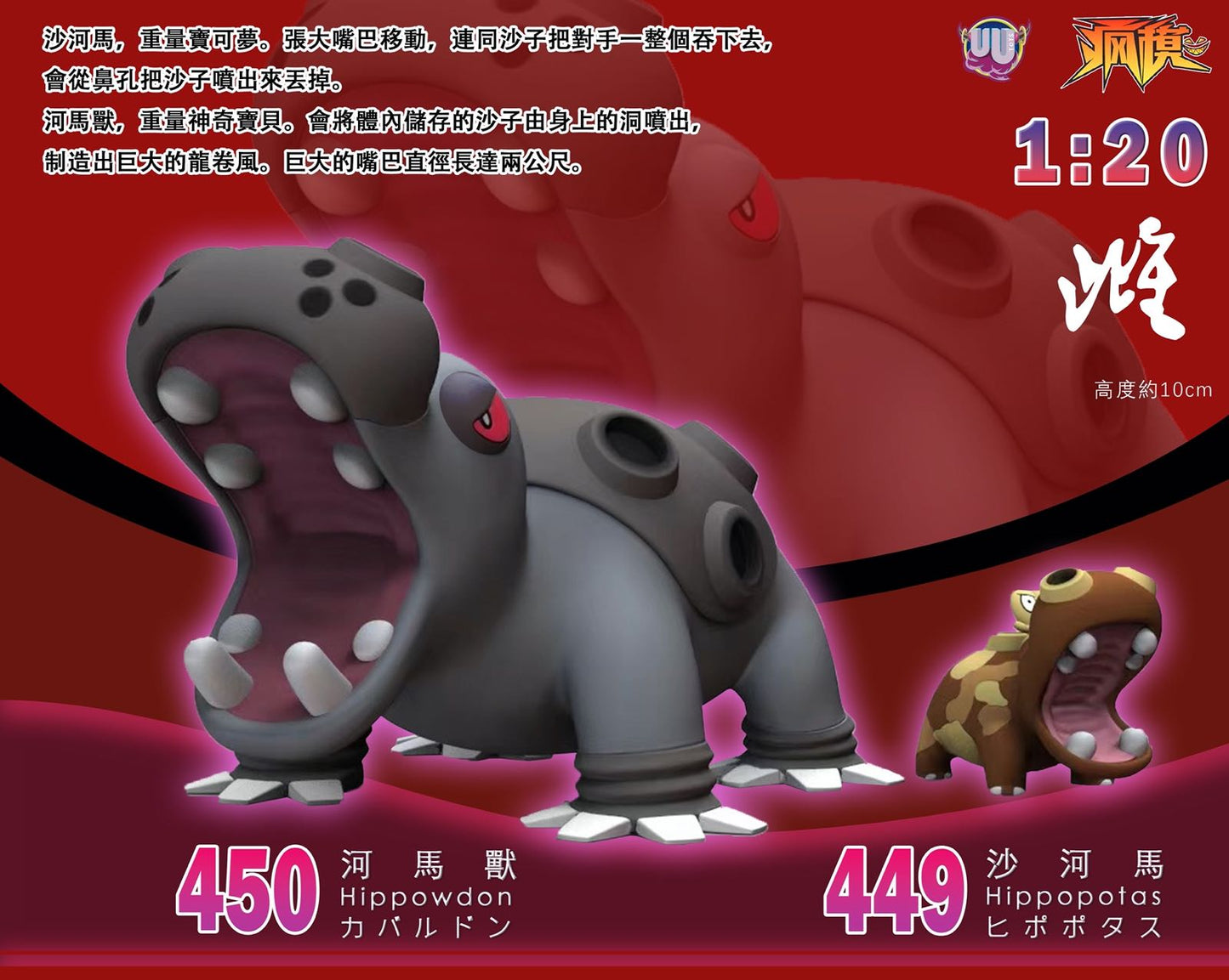 〖Sold Out〗Pokemon Scale World Hippopotas Hippowdon #449 #450 1:20 - UU Studio
