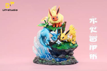 〖Sold Out〗Pokemon Eeveelution Family Vaporeon Jolteon Flareon Model Statue Resin - DM Studios